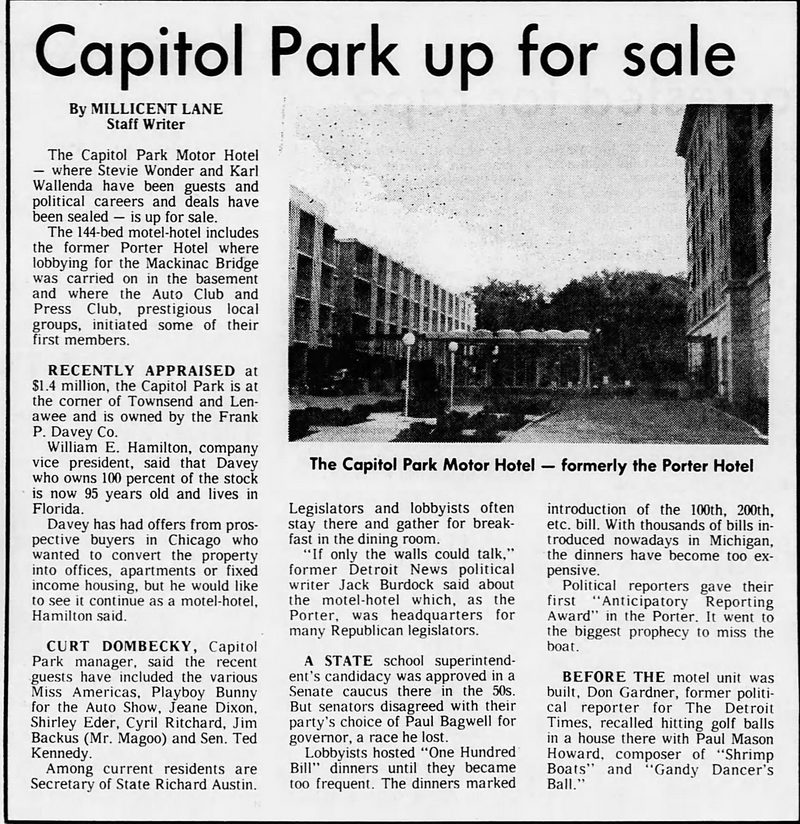 Capitol Park Motor Hotel - Apr 3 1978 Article (newer photo)